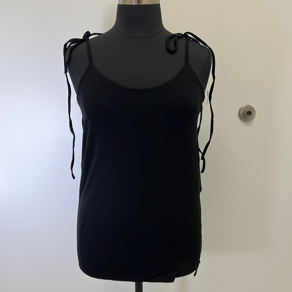 Black Shoulder Tie Strap Tank Top